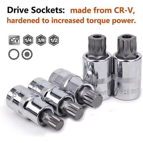 AU STOCK 10PCS Bit Socket Set 12 Point Triple Square Spline Tamper Proof Bits - Picture 3 of 9