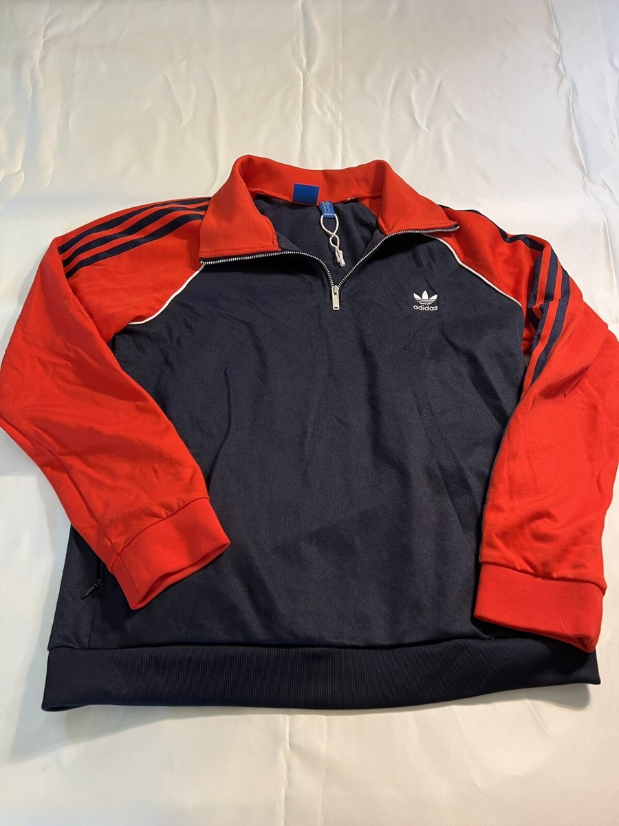◆adidas◆ Quarter Zip Jumper Navy Red IR7128 Adidas 1/4 Zip Pullover Navy And Red Youth Size Large | eBay