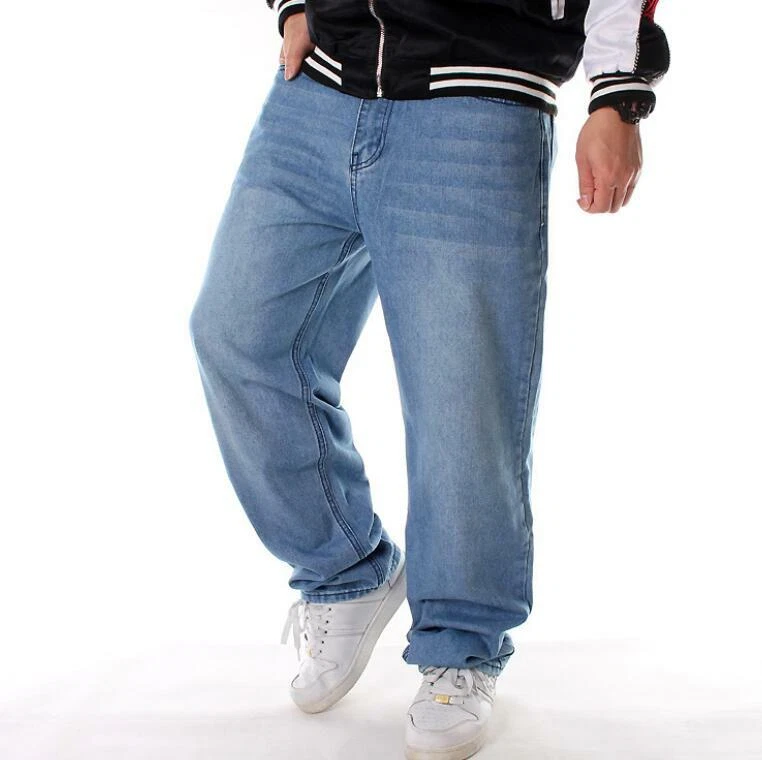 UK Men's Baggy Jeans Pants Old School Hip Hop Denim Trousers Loose Mid Waist eBay