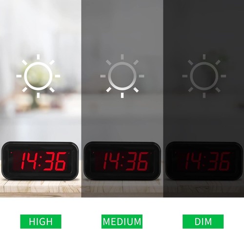 Battery Operated LED Clock - Multi-Display, Adjustable Brightness ...