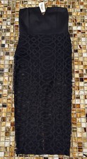NWT Forever 21 Black Fitted Strapless Dress w Lace Bottom+Built In Panty~ Small