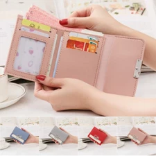 Women's PU Leather Wallet Small Credit Card Wallet Trifold Clutch Bag Mini Purse