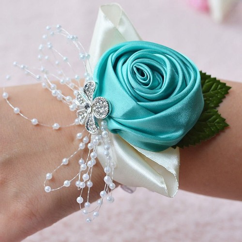 Hand Blume Armband Corsage Brautjungfer Hochzeit Abschlussball Band Handgelenk Party Deko - Bild 12 von 20