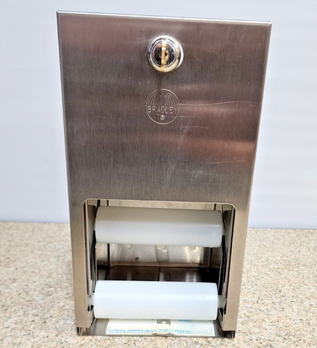 Bradley Commercial 2 Roll Toilet Paper Dispenser, Stainless Steel, Lockable Used