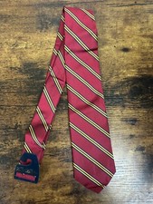 Brooks Brothers Red, Gold  Navy Striped 100 Silk Men's Necktie 58"