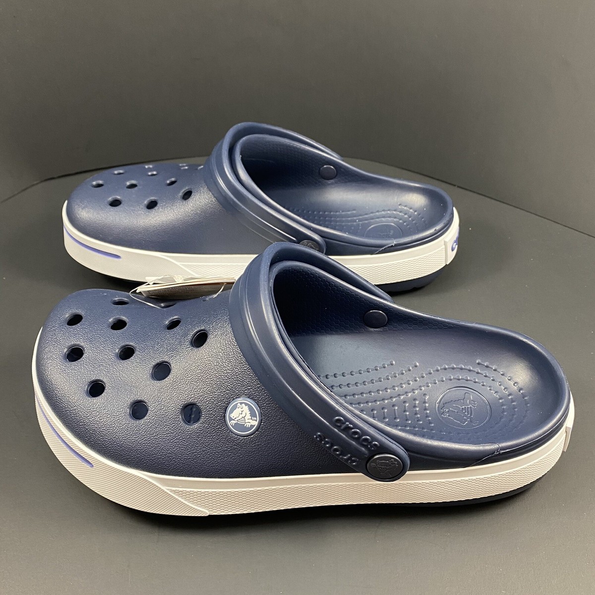 New Crocband II Navy Crocs Crocband II Clogs Navy Blue/White Slippers Garden  main image 3