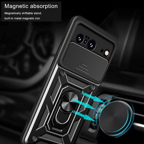 Ring Holder Armor Phone Case For Google Pixel 8 6 Pro Slide Lens Protect Cover - Zdjęcie 4 z 16