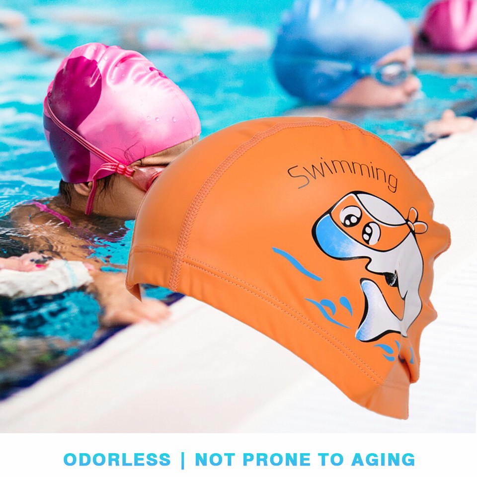 AU Children Beach Swim Cap Cartoon PU Swim Wear Cap for Water Sports