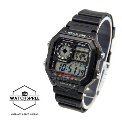 Casio Standard Digital Sport Black Resin Band Watch AE1200WH-1A AE-1200WH-1A