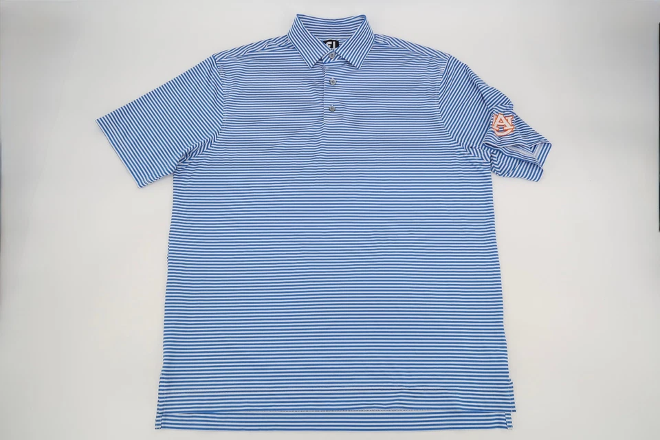 Camisa Polo Footjoy Para Hombres Grande Auburn Tigers Golf Performance Azul Rayas Foto 2 de 4