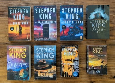 Stephen King 8 Book Lot - Dark Tower 1-3 Scribner, Desperation & Regulators