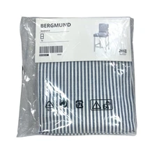 IKEA BERGMUND ROMELLE BLUE WHITE RAILROAD STRIPE BARSTOOL SLIP COVER NEW IN PACK