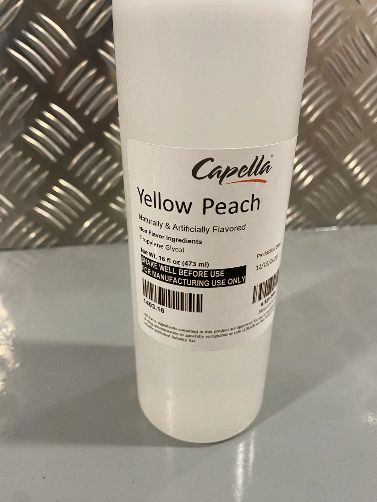 Capella Yellow Peach Flavour Concentrate 16oz 473ml Production Date 15/12/2020 2