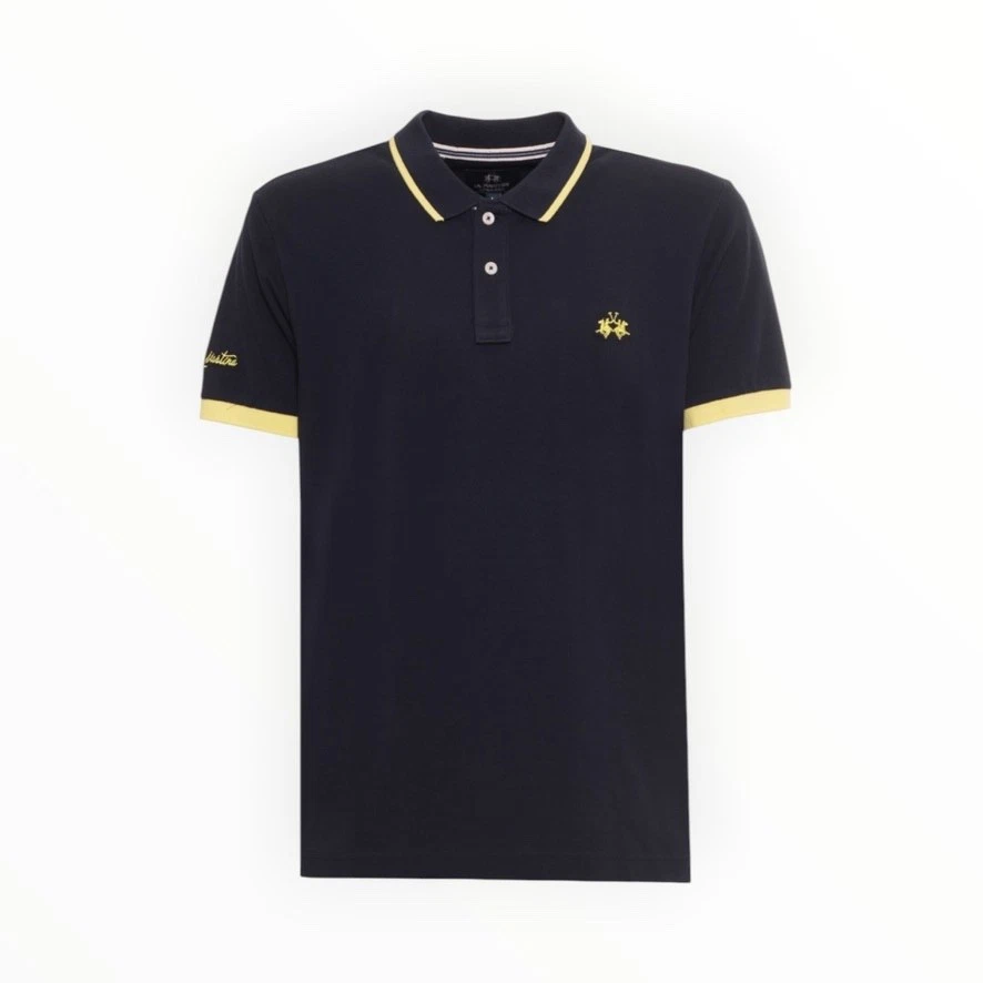 La Martina polo shirt short sleeve men's men's polo 100% cotton navy blue logo New
