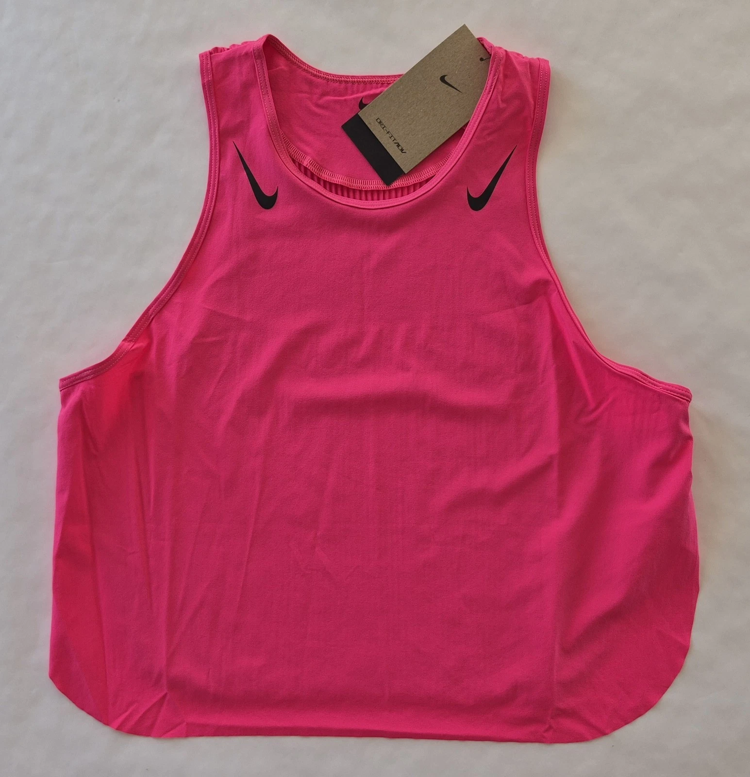 Nike Women's Medium Dri Fit ADV Hyper Pink Cropped Running Tank Slim FN2713-645