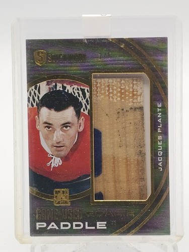 JACQUES PLANTE 2015-16 LEAF STICKWORK GOALIE PADDLE GAME USED PATCH Q7188