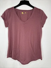 Women’s Large Xersion Dark Pink V Neck Short Sleeve Athletic Shirt