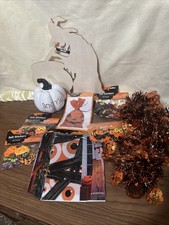 Halloween Decor Bundle Lot Witch, Stickers, Door Cover, Garland Decor 852