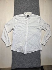 H M Dress Shirt Mens Sz XL White Easy Iron Long Sleeve Button Up Work Office