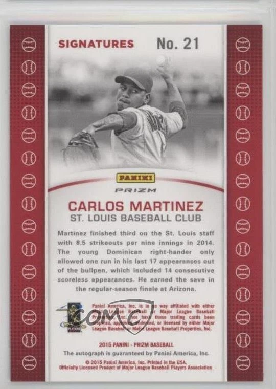 2015 Panini Prizm Baseball Signatures Carlos Martinez #21 Auto - Image 2 of 2