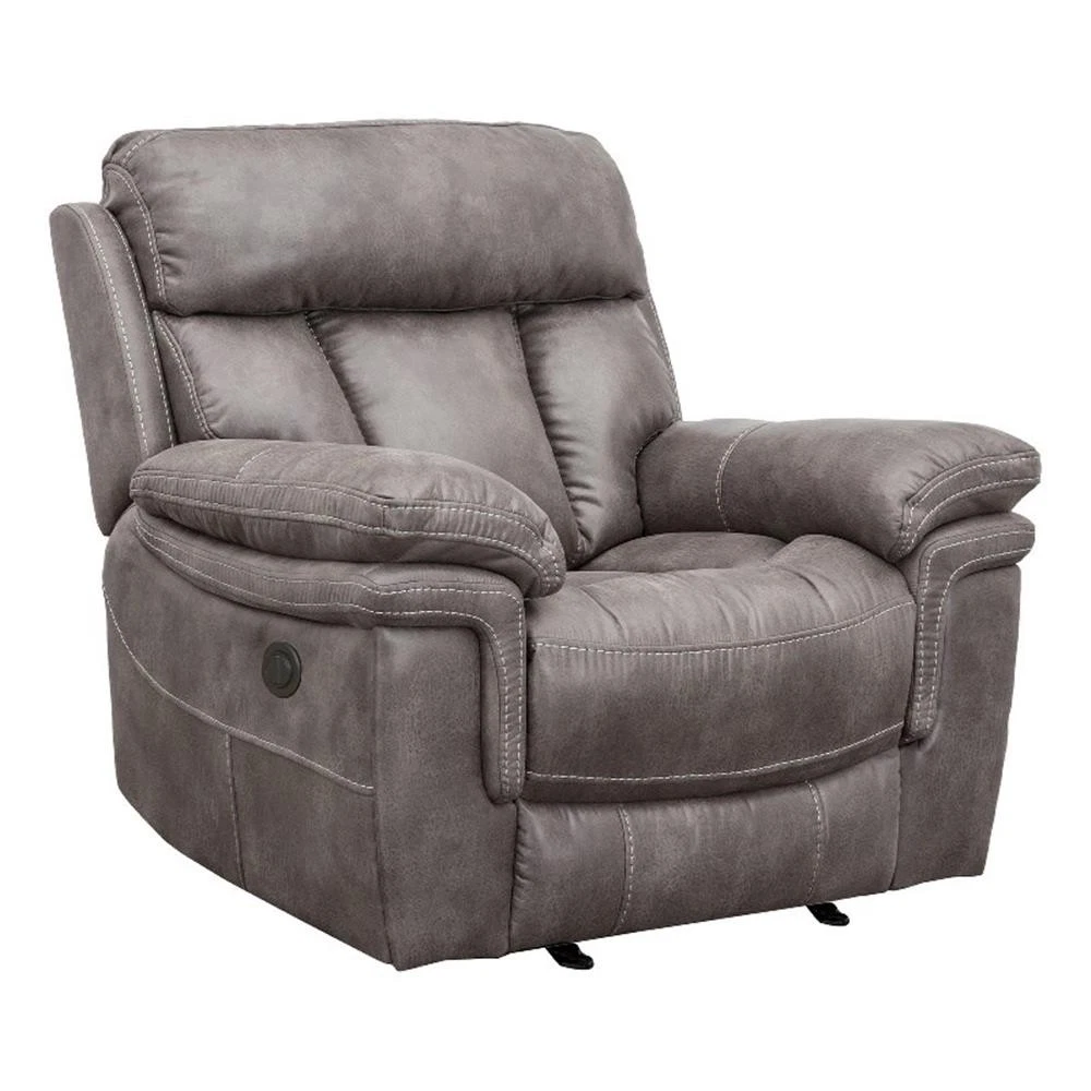 Armen Living Estelle Power Recliner Chair in Gunmetal Fabric