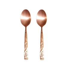 99.9% Pure Copper Spoon Wave Design, Set of 2，Soup Spoon, Dinner Spoon, Thick...