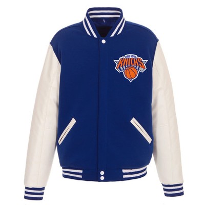 JH Design New York Knicks Jacket Varsity Style Snap Up Coat