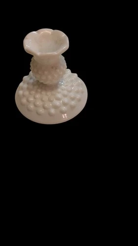 Set of 2 Vintage Fenton Hobnail Milk Glass Candlesticks Pair Candle Holders 3681