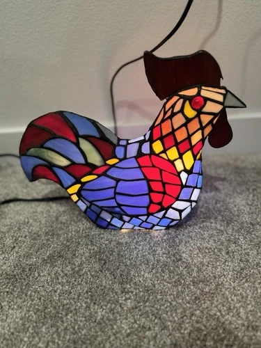 Tiffany Style Vtg Stained Glass Chicken Rooster Accent Night Light *see Photos*