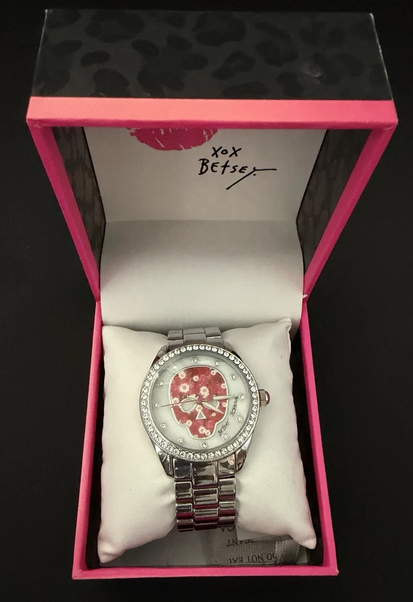 Betsey Johnson White Watch with Pink Crystal Accents Betsey Johnson Women main image 4