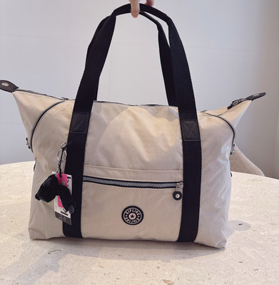 NWT Kipling Art Medium Tote Bag ivory white Extra Large Size light weight duffel