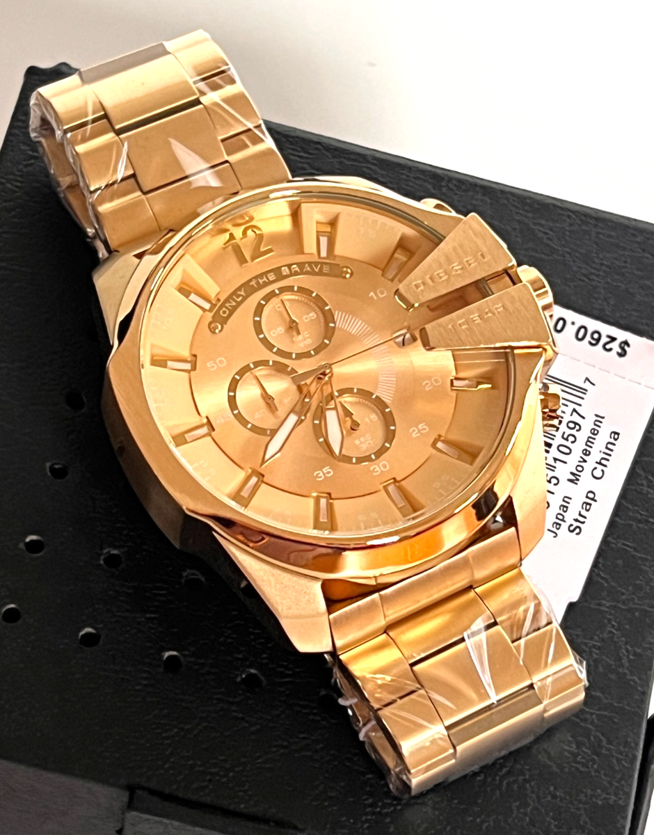 Buy Diesel Mega Chief DZ4360 Wrist Watch for Men Gold online | eBay