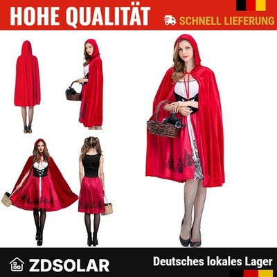 Cosplay Kleid Cape Weihnachten Fancy Party Kostüm Damen Erwachsene Rotkäppchen