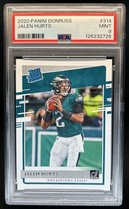 2020 Panini Donruss Jalen Hurts Rookie RC #314 Eagles PSA 9
