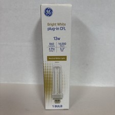 GE Plug-in CFL Compact Fluorescent Light Bulb 13W Neutral White Light 5.3