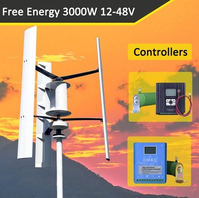 3000W 12V/24V/48V/ Vertical Wind Turbine Generator Wind Power & MPPT Controller