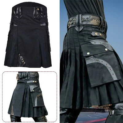 Herren Kilts Mittellanger Rock Traditioneller Schottenrock Schottischer Kilt~
