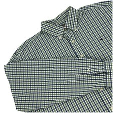 Vineyard Vines Whale Shirt Men's XL White Green Blue Gingham Check Button Down