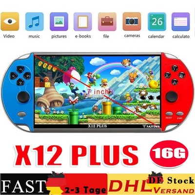 X12 16GB Handheld Spielkonsole 2700+ Spiele 7'' Kinder Video Retro Game Consoles