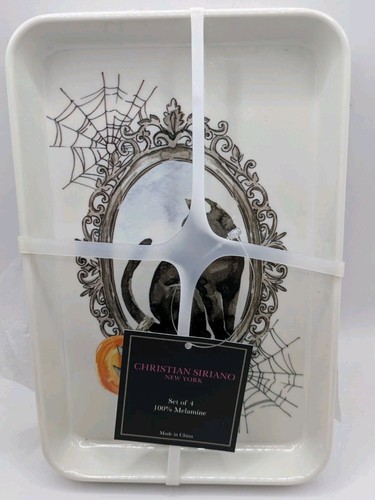 Halloween Themed Melamine Appetizer Plates 8.5"x 5.5" Set of 4 Christian Siriano - Picture 2 of 10