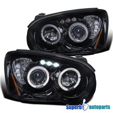 Fit 2004-2005 Subaru Impreza Wrx Piano Black Led Halo Projector Headlights 04-05