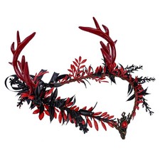 Gothic Elf Antler Crown, Black Red Fairy Crown for Cosplay