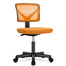 Small Desk Chair Armless, Ergonomic Adjustable Home Office Swivel Rolling Tas...