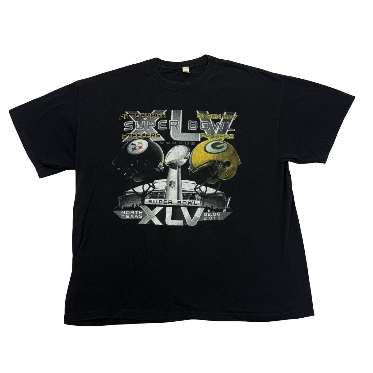 NFL Super Bowl XLV Shirt Mens XL Black Green Bay Packers