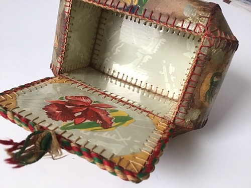 Vintage Handarbeit-Schmuck Schatulle, Luxuskartonage Blumen 1950-1960 er Jahre ! - Bild 13 von 24