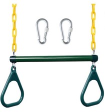 18" Trapeze Swing Bar  48" Heavy Duty Chain with Locking Carabiners, Green