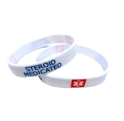 2x STEROID Medizinisches Alarmarmband Silikonarmband Gummi NEU