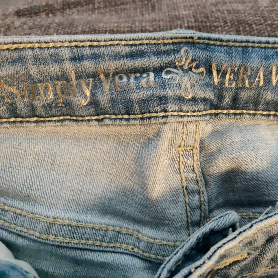 Simply Vera Vera Wang Mujer 2 Vaqueros Desgastados Cremallera Recto Lavado Claro Foto 4 de 4