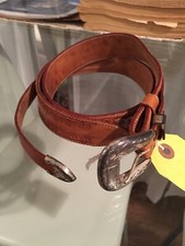 Vintage Tooled Western Belt With Sterling Silver Buckle