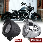 4.5" LED Headlight High/Low Beam For Harley Cruiser Chopper Bobber Chrome/Black